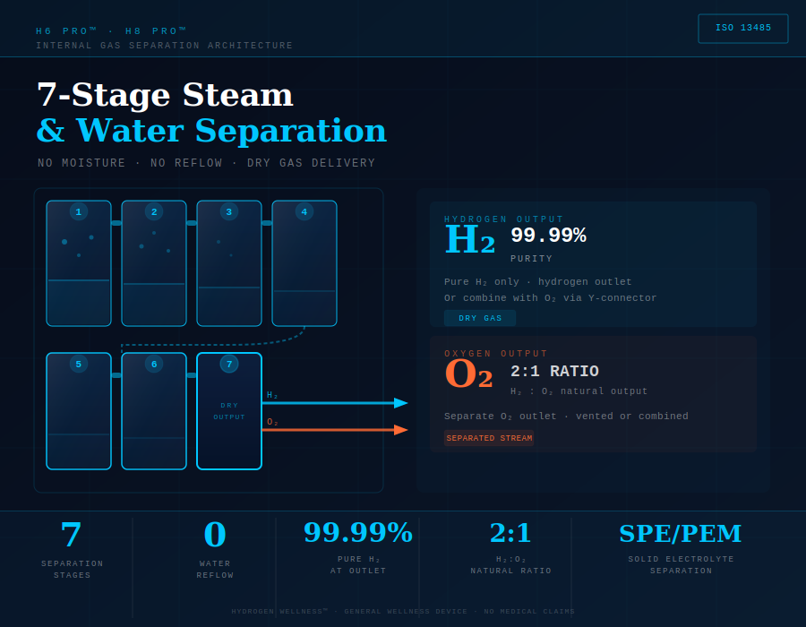 7-stage progressive steam and water separation — H6 Pro™ and H8 Pro™ internal architecture