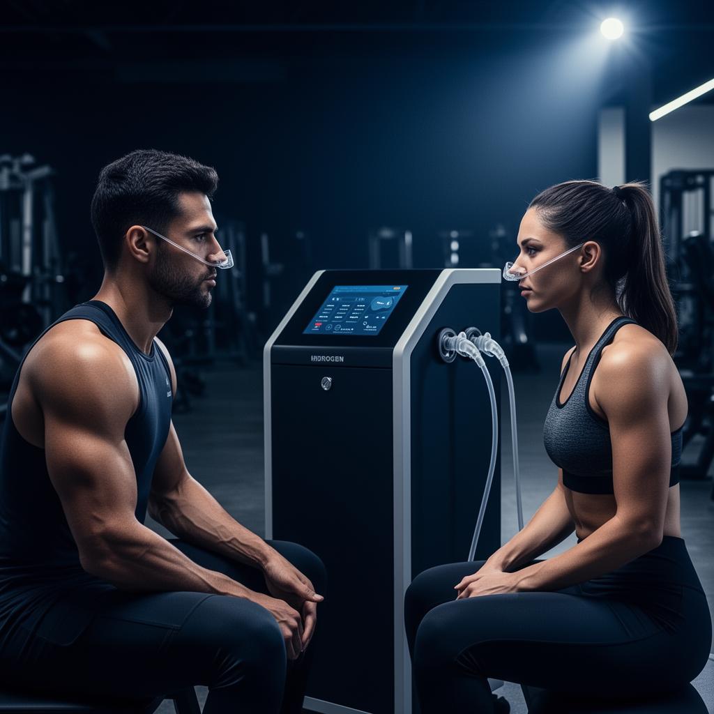Two athletes using QY-F6000 hydrogen inhalation