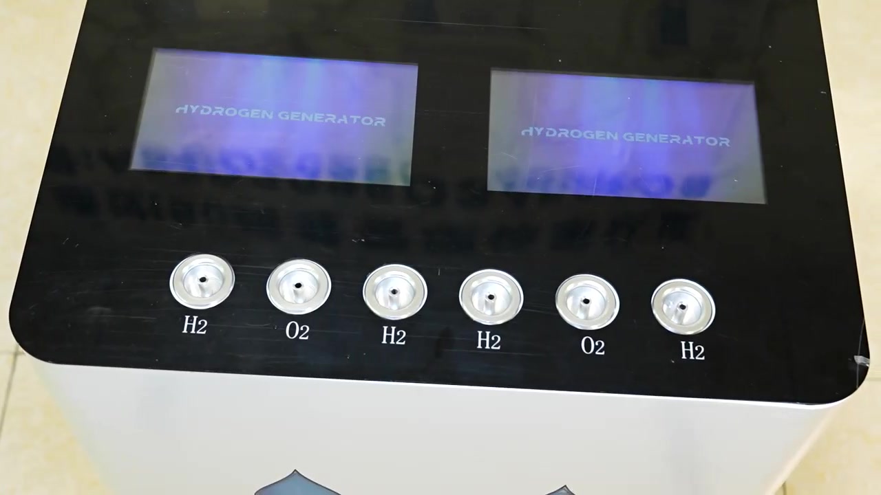 Top panel of the H6 Pro and H8 Pro showing six output ports labelled H2, O2, H2, H2, O2, H2 and two touchscreens.