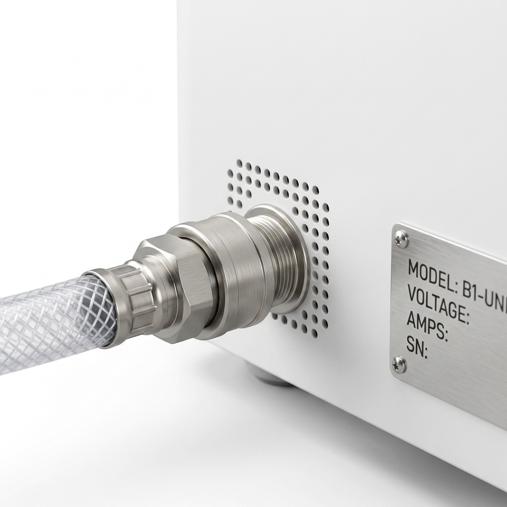 Bath One™ — Satin nickel fittings macro